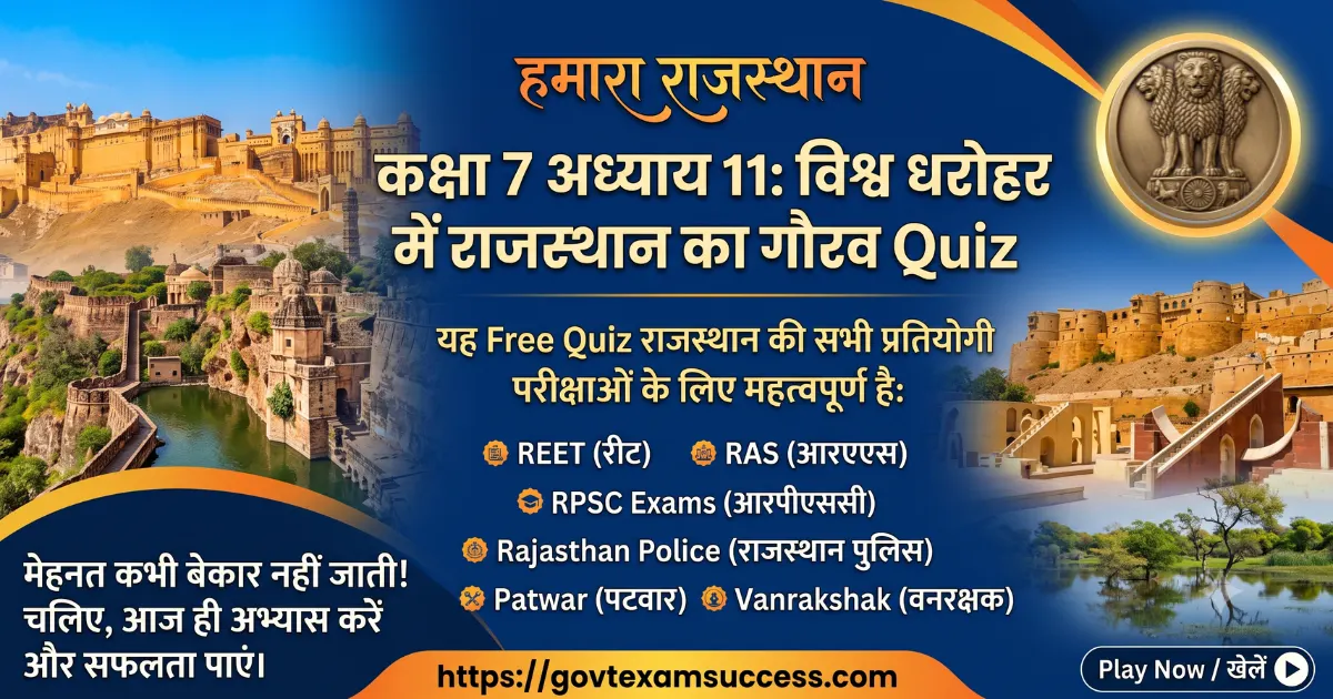 कक्षा 7 अध्याय 11: विश्व धरोहर में राजस्थान का गौरव Quiz